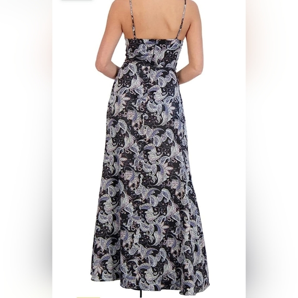 NWOT Size 14 Laundry by Shelli Paisley Print Maxi Slit Cocktail Dress - Picture 2 of 14